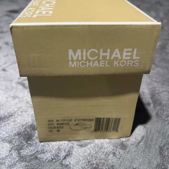 Michael Kors Jet Set Print Flip Flops Black MK Logo Sandals Size 9M - Picture 7 of 9